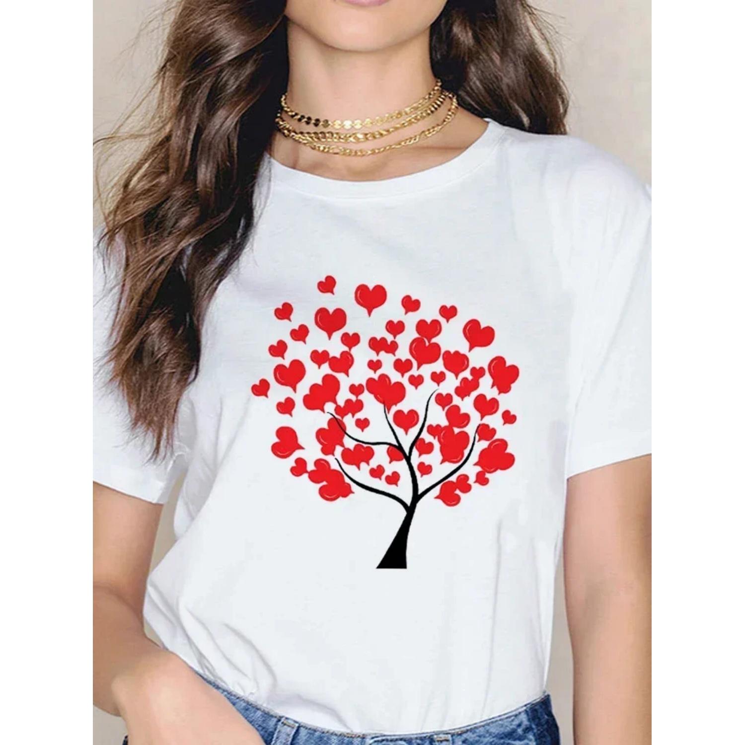 Women s T-Shirt 90S Cartoon Summer Fashion Printed Short Sleeve Cute Clothes Tops T-Shirts Ladies Graphic Female Tee T-Shirt S