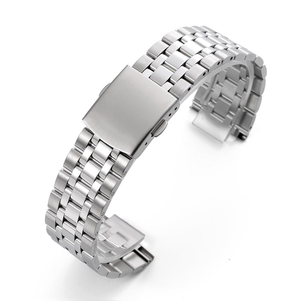 

Filve Beads Сплошной браслет из нержавеющей стали 20 мм 22 мм Универсальный сменный ремешок для смарт-часов Браслет Мужской Деловой ремешок для часов 20mm серебряный