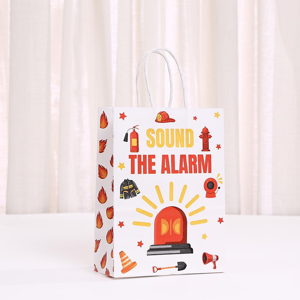 StoBag Fire Truck Paper Gift Bags for Sweets Gift Wrapping Bags Kids Birthday Party Treat Packaging Designer Kraft Bags