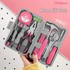 HiSpec Pink Household Tool Set with Wrench, Pliers, Hammer, Electric Screwdriver, and Toolbox