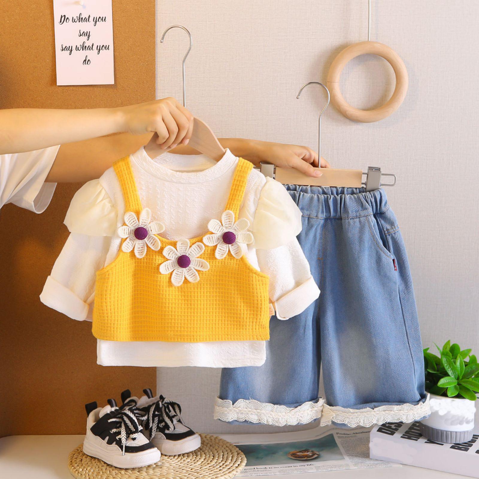 

Детский повседневный комплект с длинным рукавом, удобные наряды для повседневной носки 90 жёлтый