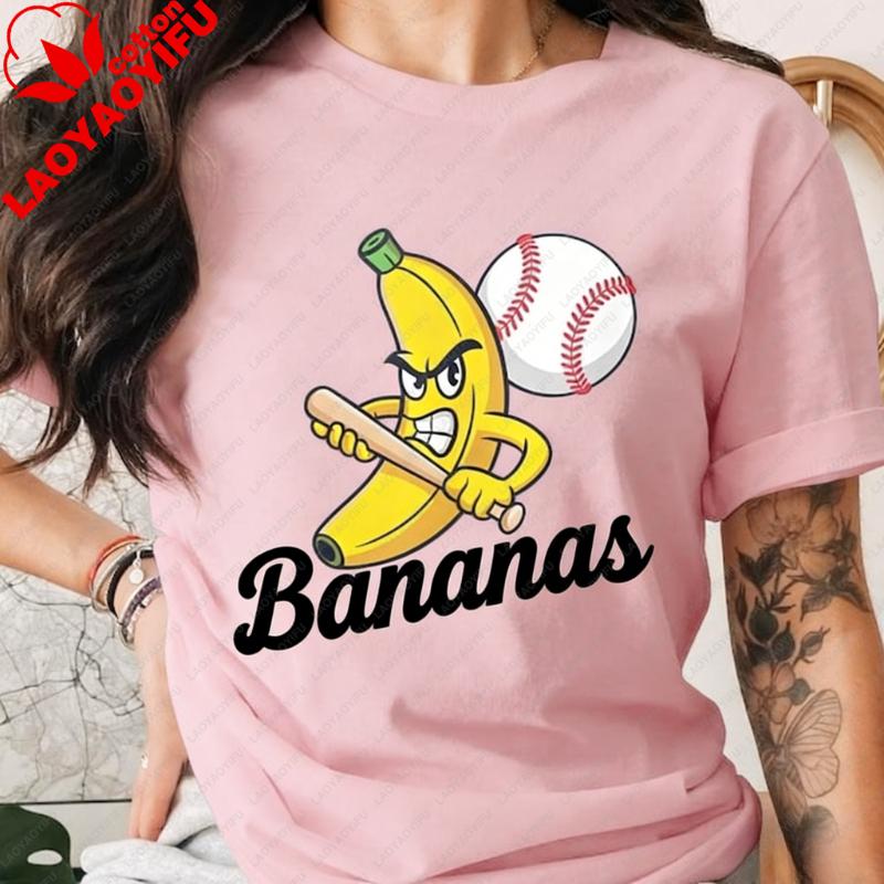 Vintage Baseball Banana Quirky Sports Design Kawaii Clothes Graphic T Shirts Oversized T Shirt Vintage Aesthetic Y2k Clothes S