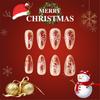 Medium Almond Christmas Press On Nails Glitters Design Full Cover Glossy Acrylic Nails False Nail Decoration 24pcs
