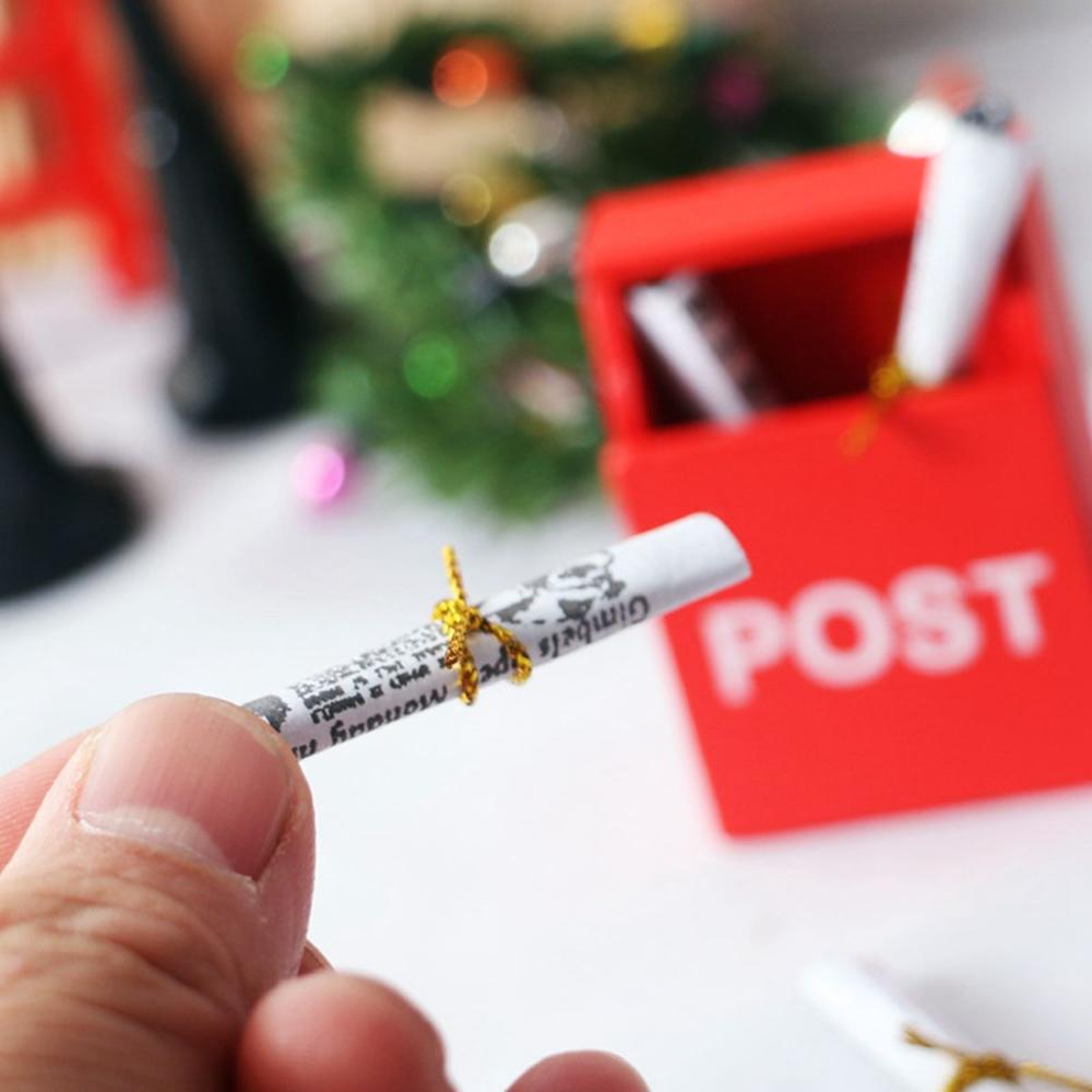 House Decor Retro Red Wooden Kids Toy Miniature Mailbox Ornamant Mail Box Dollhouse Accessories