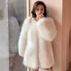 Autumn and winter new fashion imitation fox fur coat women's clothing medium and long temperament wool coat