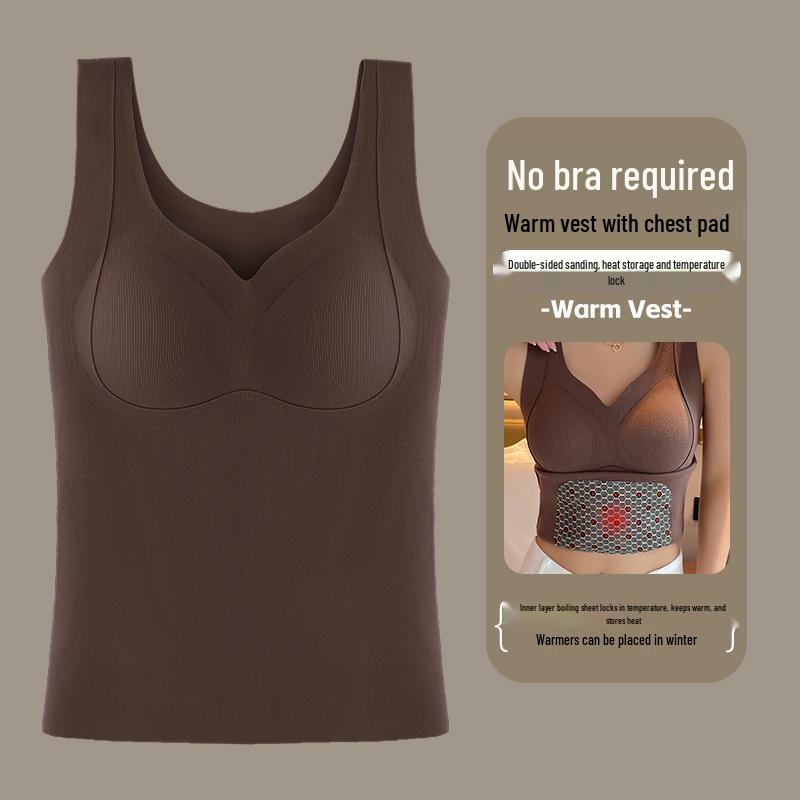 Women's Plus Size Fleece-Lined Self-Heating Warm Vest - Antibacterial, Seamless Autumn/Winter Base Layer Innerwear/Outerwear