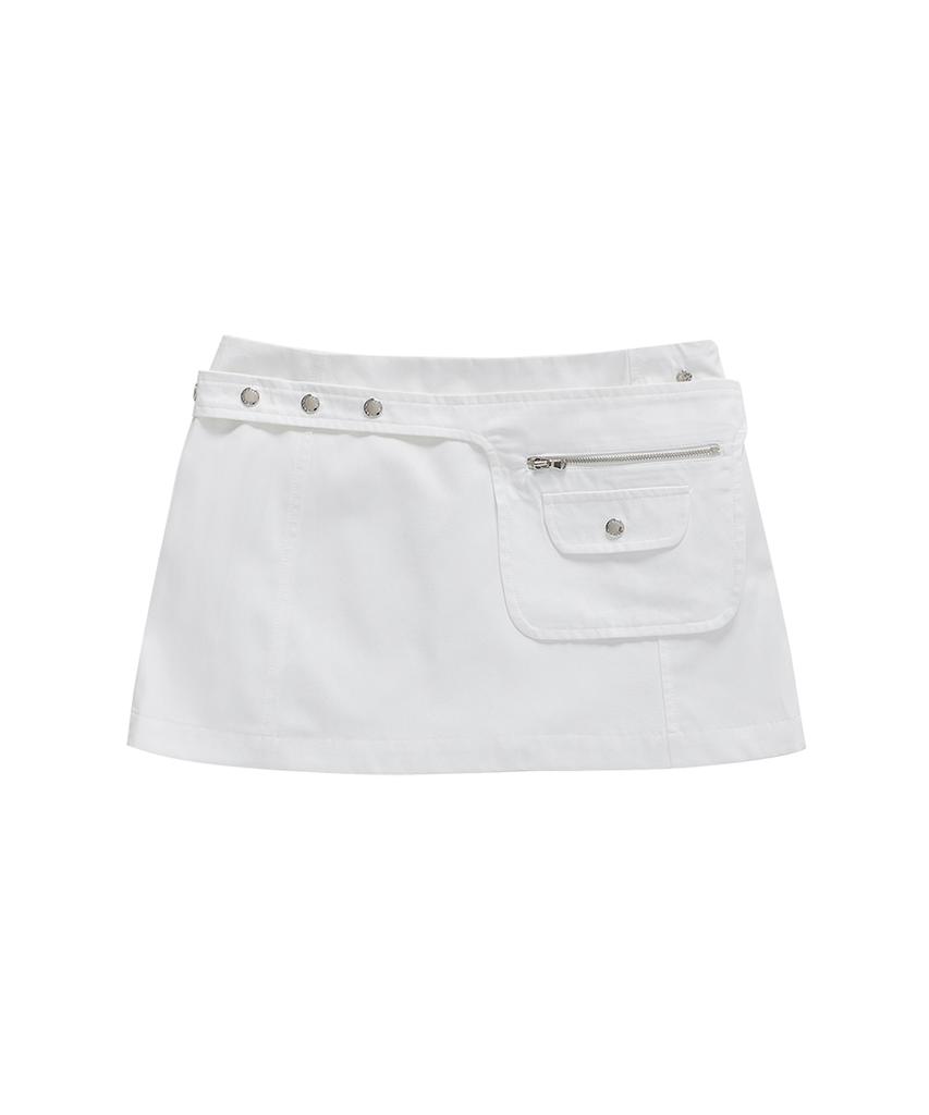 Crank Pocket Belt Micro Skirt_White