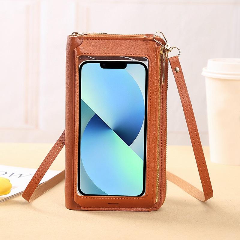 Touchscreen Mobile Phone Bag Female Oblique Cross Anti-theft Multi-function Shoulder Transparent Mini Bag Wallet Mobile Phone Bag