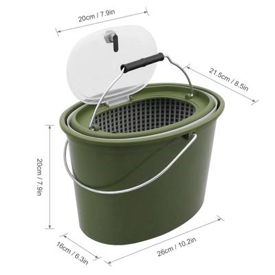 2 In 1 Fishing Bucket Double Deck Fish Box Detachable Fish Strainer Colander Fishing Bait Storage Container Double