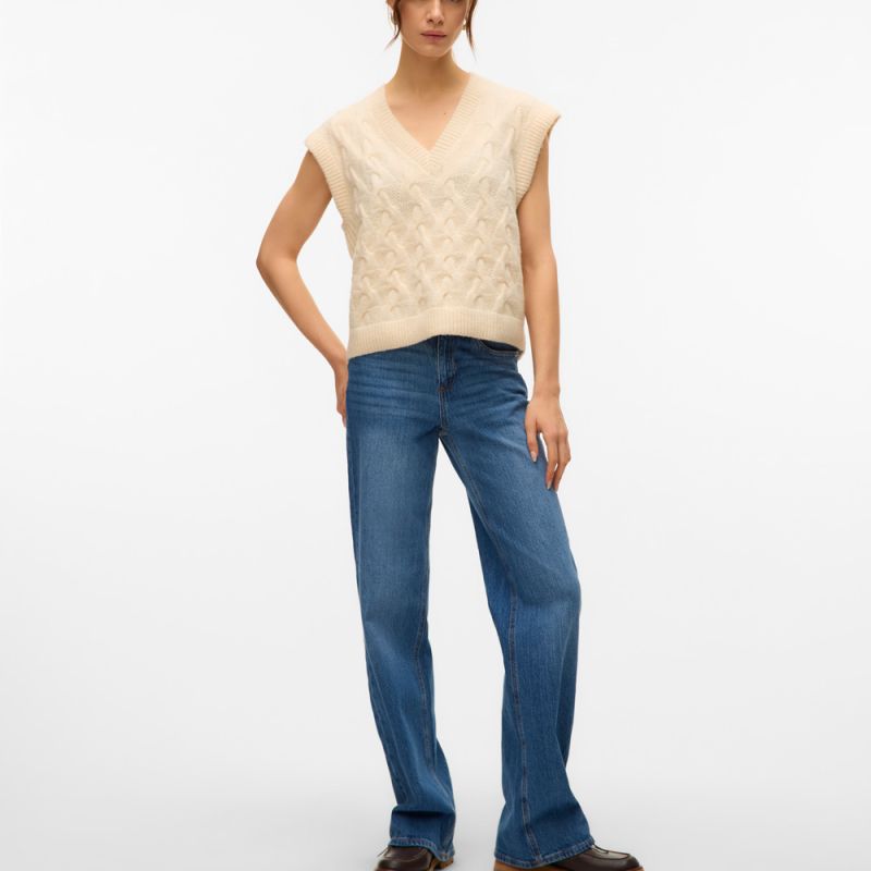 Pull col v maille torsadée vmpiper Femme VERO MODA