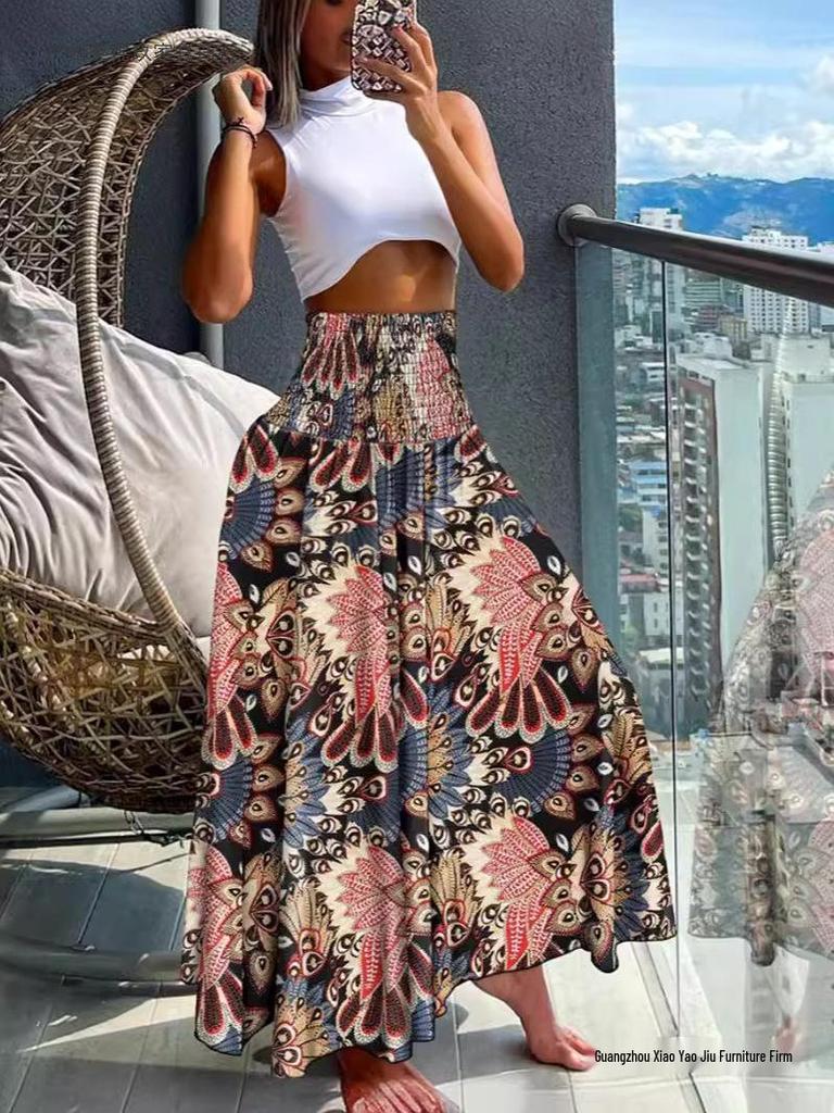 Women's High Waist Slimming Summer Fashion Printed Skirt