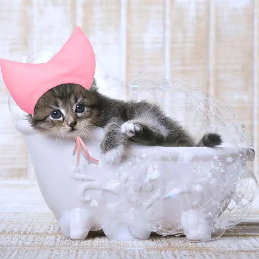 with Ear Cover Cat Bathing Raining Cap Waterproof Pet Grooming Hat Cat Shower Caps  Cosplay