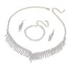 Best-selling Exquisite Claw Chain Necklace Earrings Full Diamond Rhinestone Two-Piece Set Collarbone Silver Wedding Party Gift