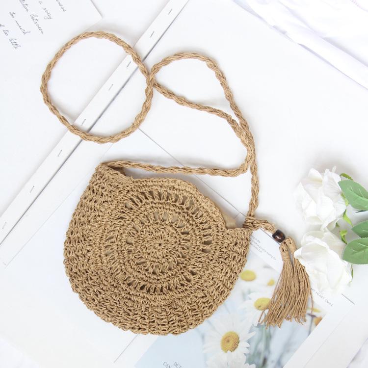 

Women s Handmade Crochet Raffia Crossbody Beach Bag with Tassels