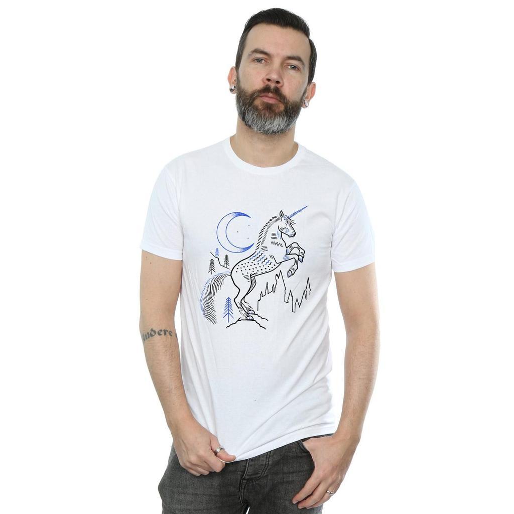 HARRY POTTER Mens Unicorn Line Art T-Shirt