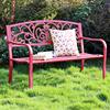 Wrought Iron Outdoor Double Bench with Backrest for Patio or Balcony