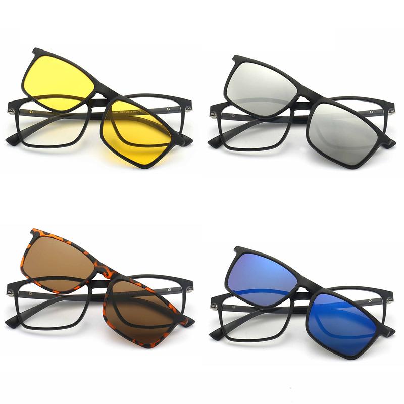 Magnetic Clip On Sunglasses Men Women 2 In 1 TR90 Optical Prescription Eyewear Frames Eyeglasses