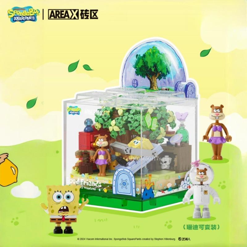 Areax  SquarePants Building Block Box Series 2 Assembly Desktop Desktop Decoration Model Children's Toys Surprise Gifts