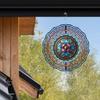 10 Inch Stained Glass Wind Spinner 3D Kinetic Metal Hanging Decor for Garden Yard Indoor Outdoor Blue White Windmill Gift for Women Men