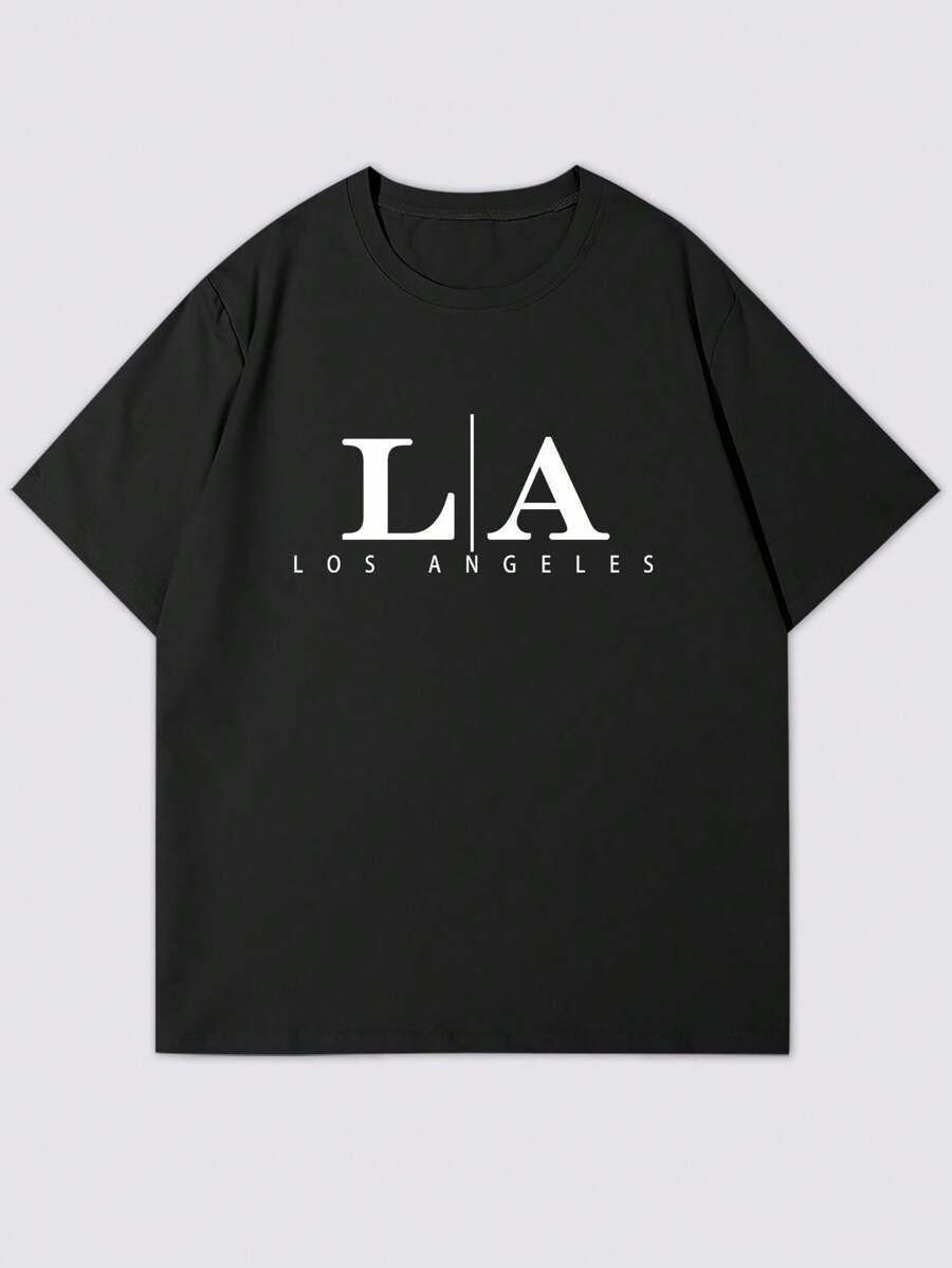 Unisex Letter Print Round Neck T-Shirt XL