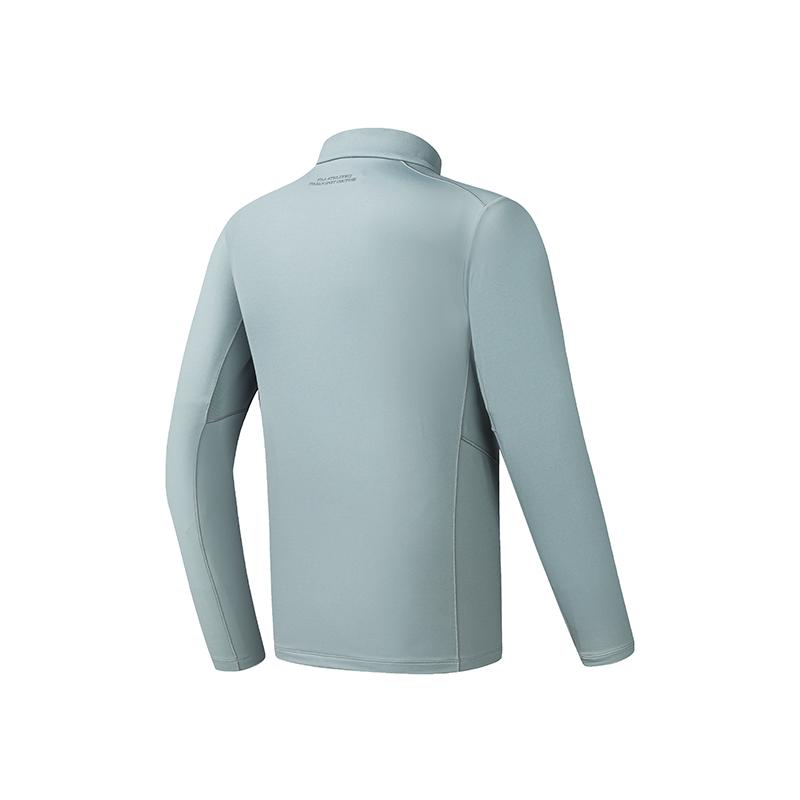Men's FILA T-Shirts Men's Dark Gray-Green Stand Collar Moderate Straight Fit