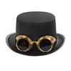 Vintage Black Steampunk Men Hat With Eyeglasses Stage Performance Retro Gothic Hat Magician Hat Top Hats Cosplay Jazz Hat