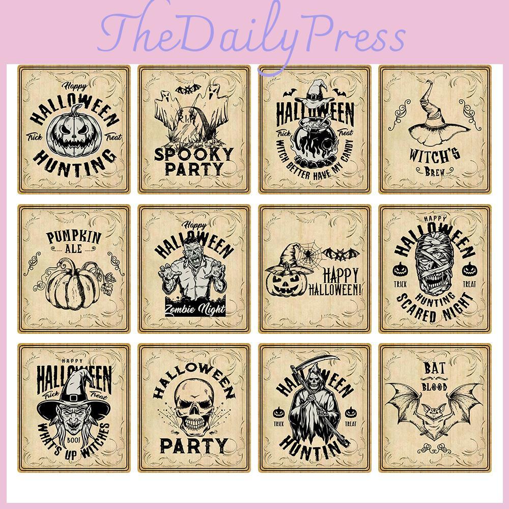 Halloween Vintage Flaschenaufkleber mit Kürbiskopf-Dekor zur Dekoration des Partyortes