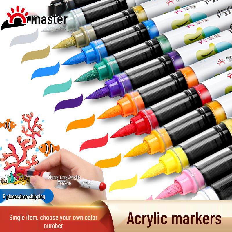 Quick-Dry Liquid Ink Acrylic Marker - Soft Tip, Single Pen with Selectable Colors, Perfect for Students