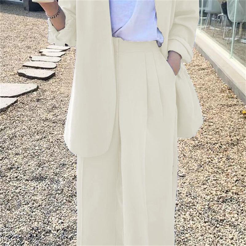 Korean Style 2025 Loose Casual Padded Shoulder Suit Jacket - Multiple Colors