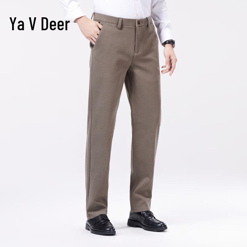 Yalu Men's Fleece-Lined Straight-Leg Business Casual Pants