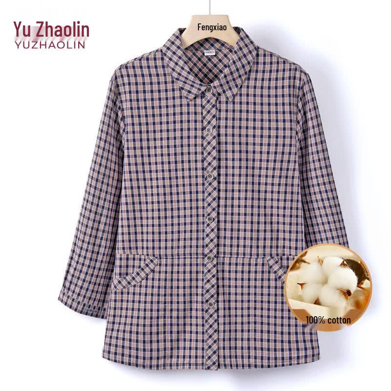 Yuzhaolin Women s 100% Cotton Plaid Summer Shirt 2XL