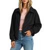 Women Zip Up Jacket Loose Fit Casual Lightweight Corduroy Outerwear Full Zip Front Pockets Long Sleeve Relaxed Fit Coat