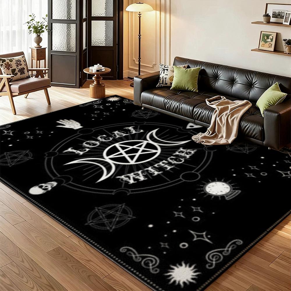Dark Occult Pentagram Ritual Theme Indoor Rug Allseason Carpet For Bedroom Study Home Decor Halloween Gift