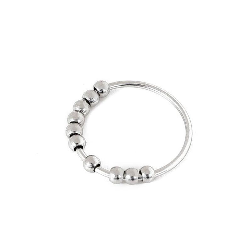 New Stainless Steel Anxiety Spinner Rings Anxiety Ring with Beads Stress Relief Fidget Rings for Women Men Fashion Jewelry Gift