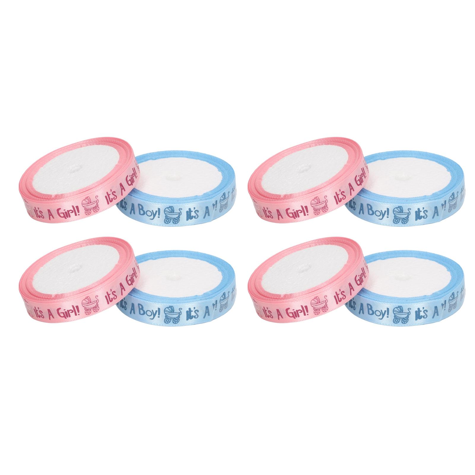 

8 рулонов 5 ярдов атласной ленты для детского душа розово-голубая тематическая лента для упаковки лента для украшения ребенка