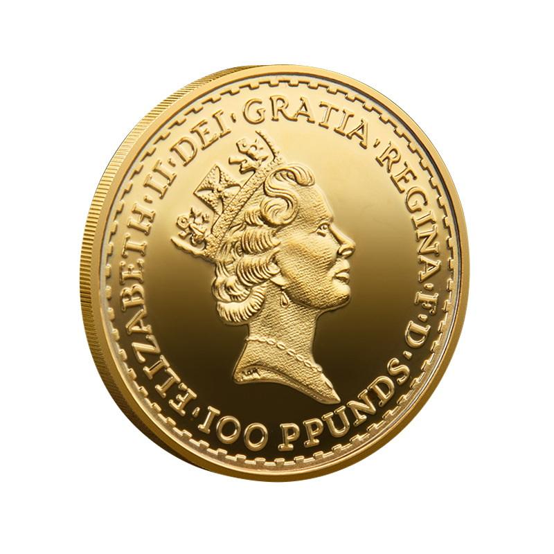 1 Pieza Reina Isabel II Brillante en el Anverso Libra Britannia Moneda Conmemorativa Isabel II Dei Gratia Regina Moneda