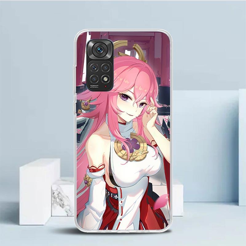 Yae Miko Genshin Impact Phone Case For Xiaomi Redmi Note 15 14 14S 13 12S 12 Pro Plus 11S 11 11T 11E 10S 10 + Soft TPU Back Cove