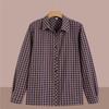 Spring/Autumn Plaid Loose Long-Sleeve Shirt for Women Aged 50-60