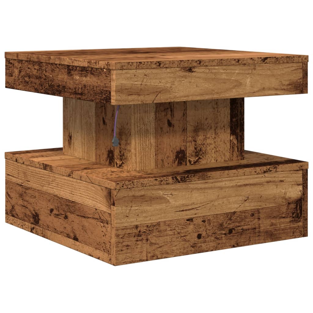 LED Coffee Table with Rustic Wood Look 50 x 50 x 40 cm