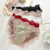 Dámské spodní prádlo Pohodlné Prodyšné Dámské kalhotky Francouzská krajka Spodní prádlo Rozkrok z čisté bavlny Saténové Sexy trojúhelníčkové kalhotky