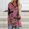 Women's Long Sleeve V-Neck Halloween Print Tunic Top Casual Tee