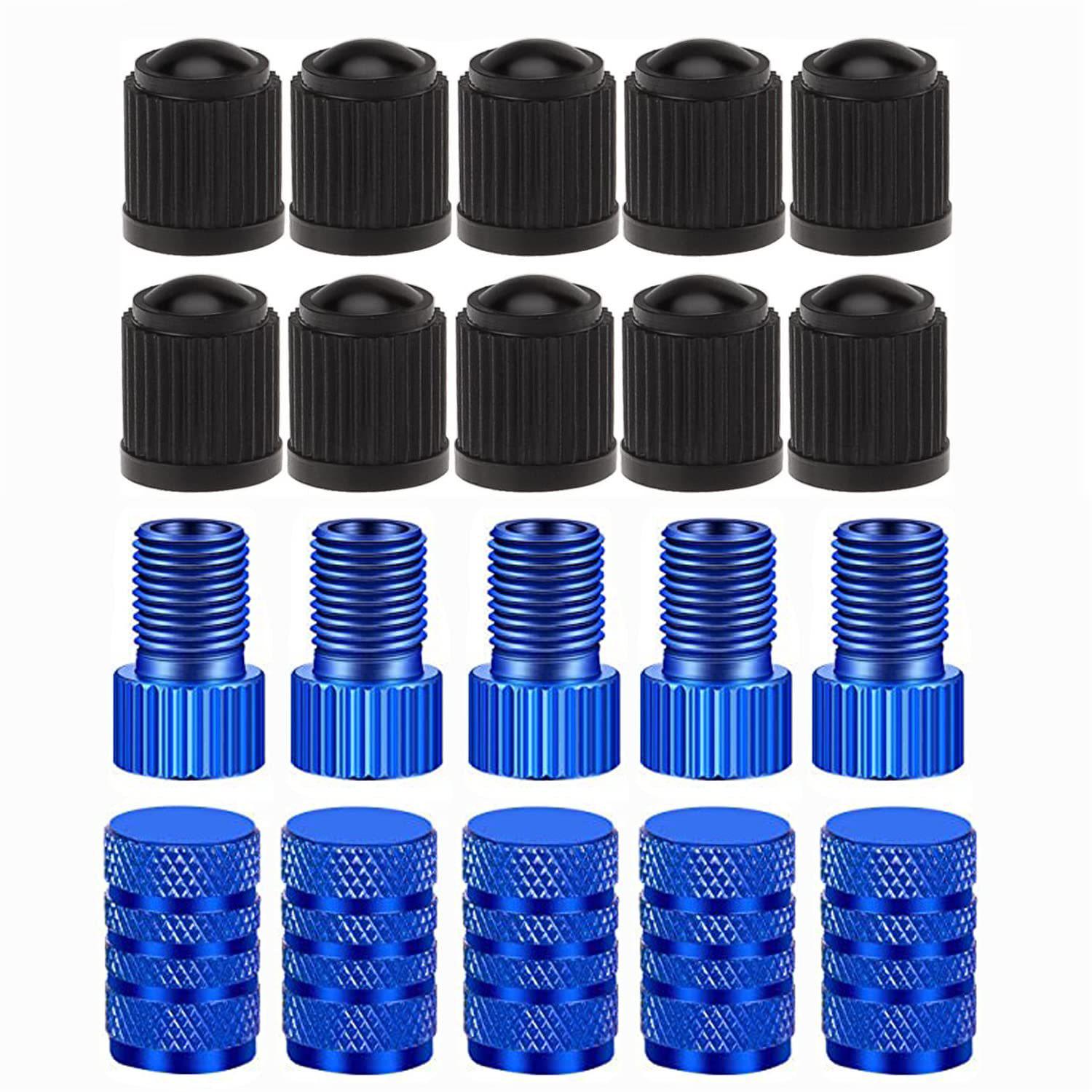 

Набір з 20 предметів: 5 Перехідників Presta на Schrader & 15 Універсальних Ковпачків для Вентилів для Автомобіля та Мотоцикла срібний