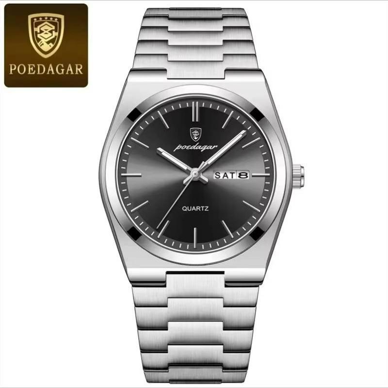 Fashion Quartz Ladies Watch Stainless Steel Date Week Woman's Wristwatch Waterproof Luminous Business Watches For Men Couples
