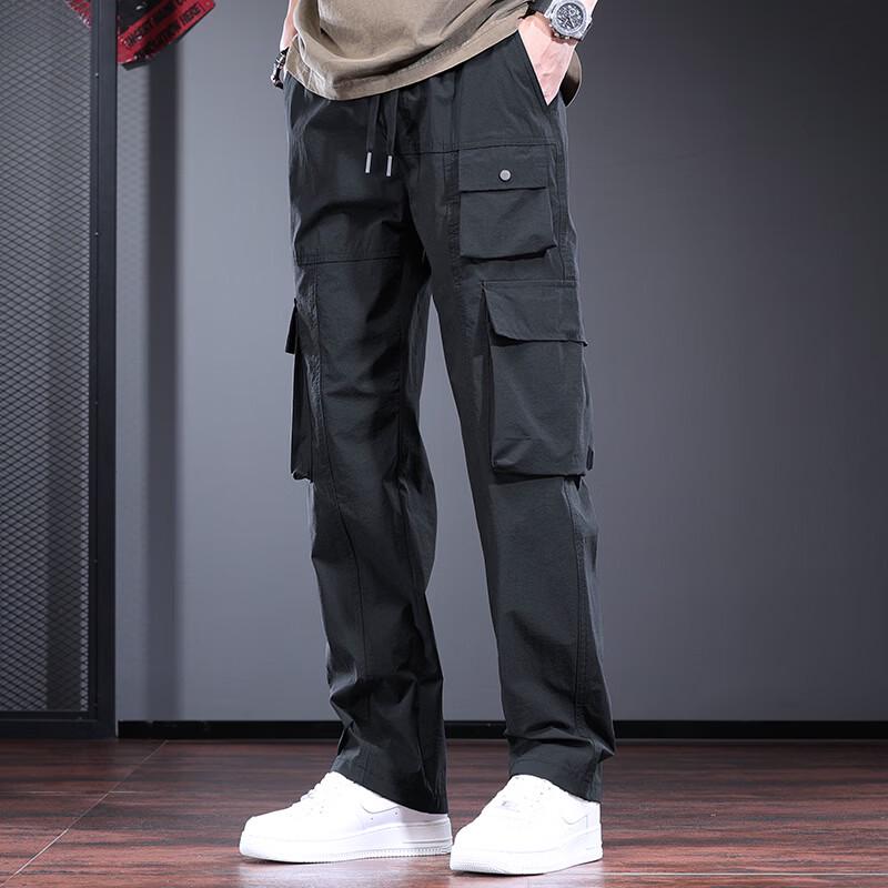 Men's Ice Silk Loose Straight Cargo Pants