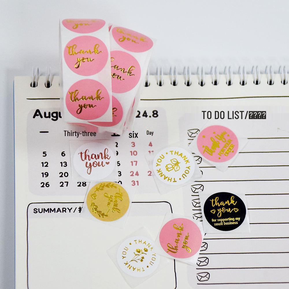 Gold Foil Stamped Colored Kraft Paper Labels for Takeaway & Baking Packaging