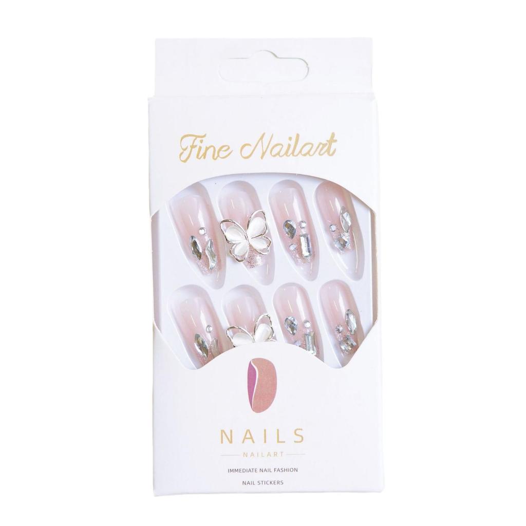 Z-114 Large Crystal Butterfly Diamond Fake Nails (24 Pieces)