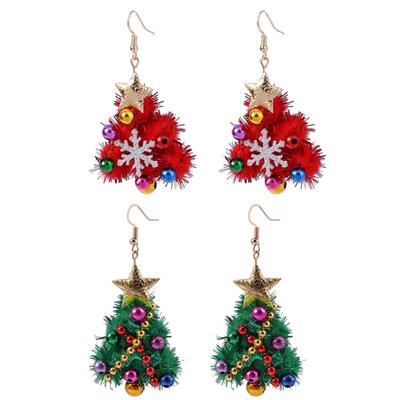 Süßer Filz-Weihnachtsbaum Hängeohrringe Damen Mode Ohrhänger Einzigartige Legierungs-Ohrringe Schmuck Weihnachtsgeschenk