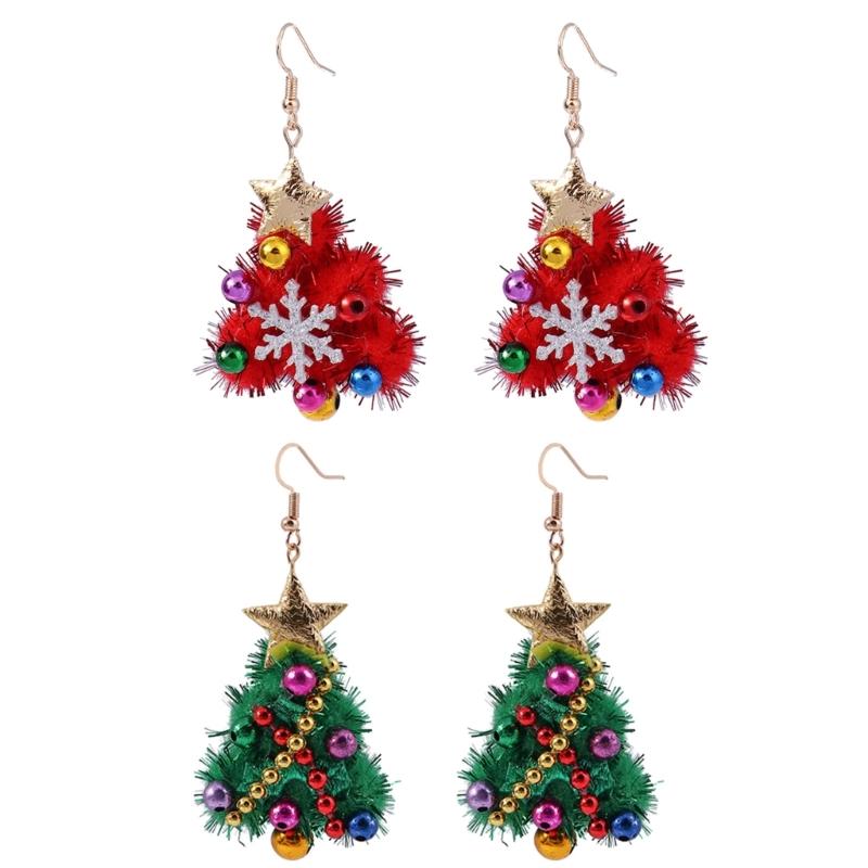Fashion Christmas Tree Pendant Earrings Unique Charm Dangle Earrings Alloy Jewelry Birthday Gift for Women Girls