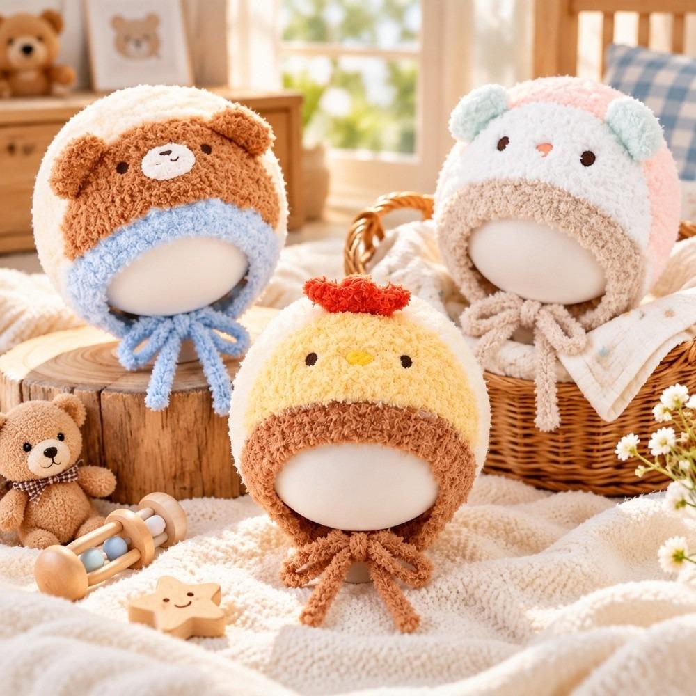 Thick Infant & Toddler Cartoon Plush Hat Knitted Animal Earflap Hat Winter Baby Hat Outdoor Wear