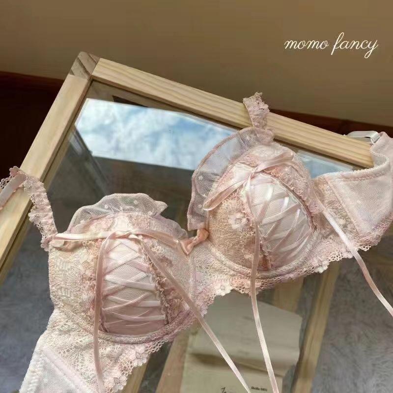 Japanese Underwear Women's Small Breasts Gather Without Steel Rims, Sexy Lace Bras, Anti-sagging Adjustment Girl Bra Set